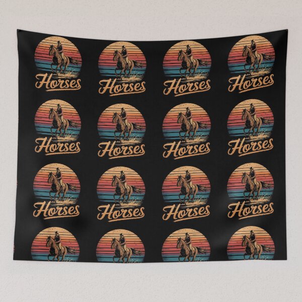 Item preview, Horses, retro Horse Rider Design – Vintage Sunset Equestrian Graphic designed and sold by Pastel-Pulse.