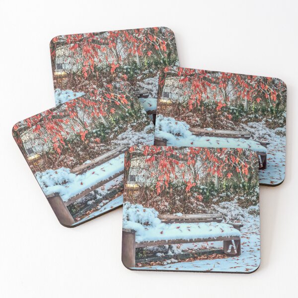Item preview, Leaves and snow on the bench  designed and sold by bluerosesart37.
