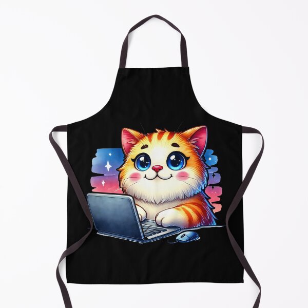 Item preview, Adorable Cat on Laptop – Kawaii Work-from-Home Vibes designed and sold by Cherry-Cat.