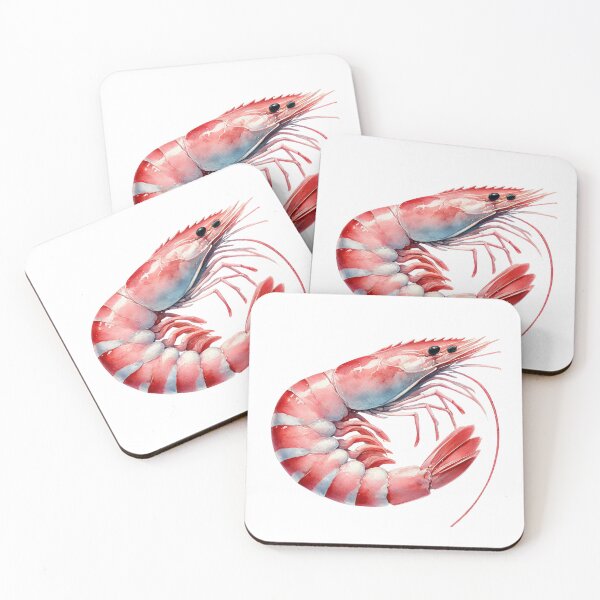 Item preview, Realistic Watercolor Shrimp Illustration designed and sold by Little Care Studio.