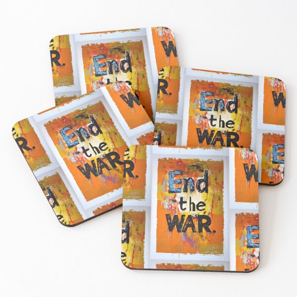 Item preview, Bold and Impactful Message to End the War with Vibrant Colors and Chaotic Background AI Generated designed and sold by OlfactoART Studio.