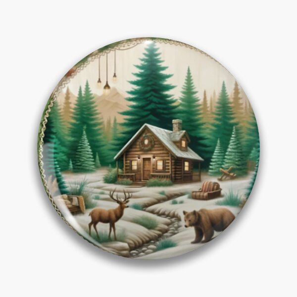 Item preview, Rustic Wilderness Christmas Scene - Cabin & Wildlife Decor designed and sold by gleefulme.