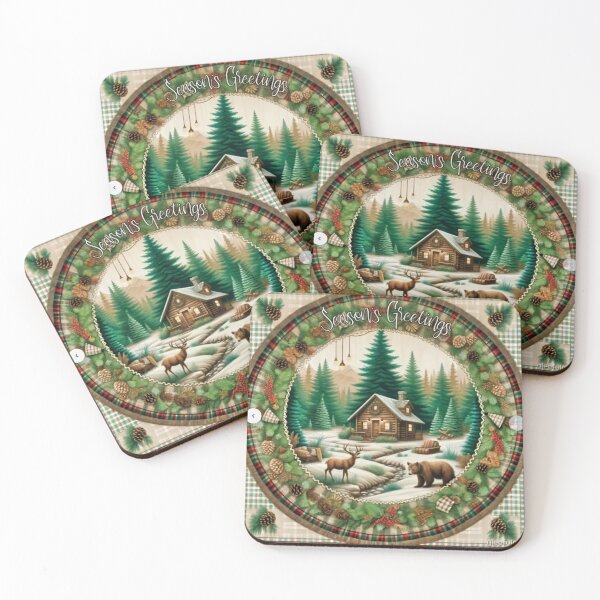 Item preview, Rustic Wilderness Christmas Scene - Cabin & Wildlife Decor designed and sold by gleefulme.