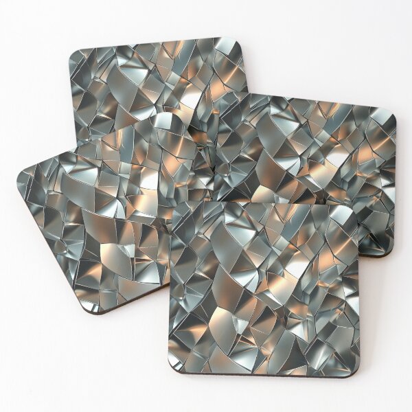 Item preview, Metallic Abstract Fractal Pattern with Angular Shapes and Reflective Surface designed and sold by seelya83.