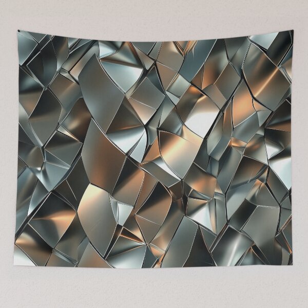 Item preview, Metallic Abstract Fractal Pattern with Angular Shapes and Reflective Surface designed and sold by seelya83.