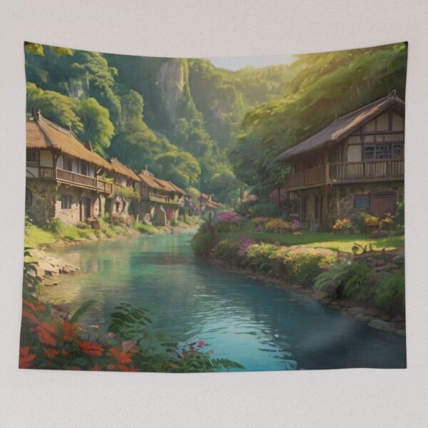 Item preview, A Village of Tranquility and Nature’s Beauty designed and sold by BlareBlare.