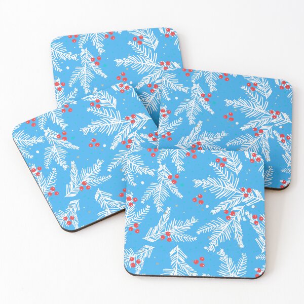Item preview, Christmas Snowy Branches And Red Berries Aqua Pattern designed and sold by DEC02.