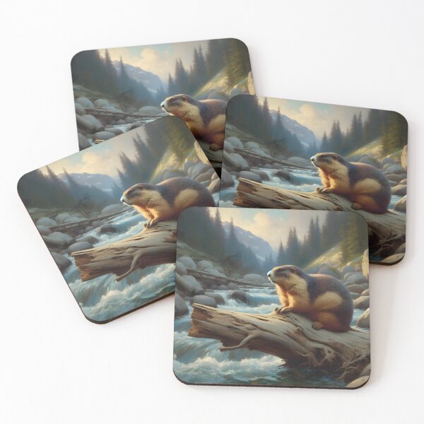 Item preview, Majestic Marmot by the River designed and sold by CitrineLinker.