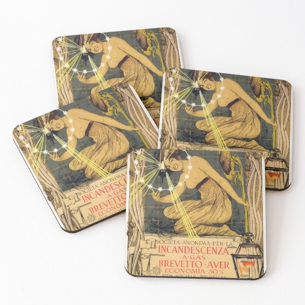 Item preview, Società Anonima per la Incandescenza a Gas - Art Nouveau Lighting Poster by Giovanni Maria Mataloni designed and sold by digitalvintage.