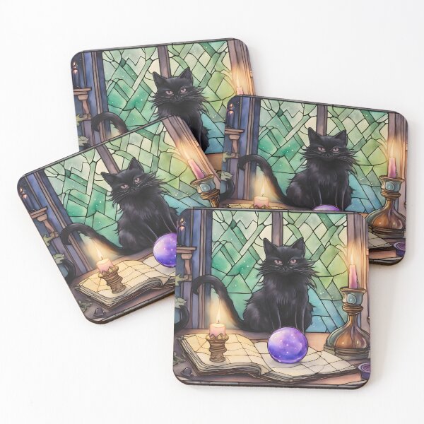Item preview, Black Cat Stained Glass Window designed and sold by Shopatmarlow.