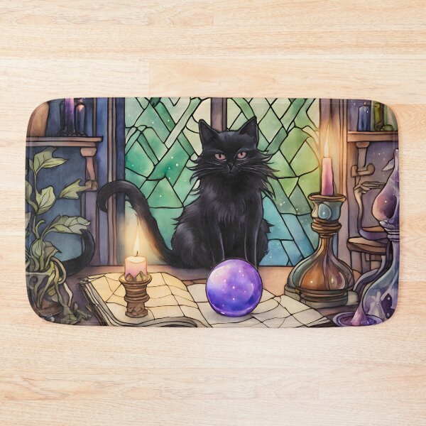 Item preview, Black Cat Stained Glass Window designed and sold by Shopatmarlow.