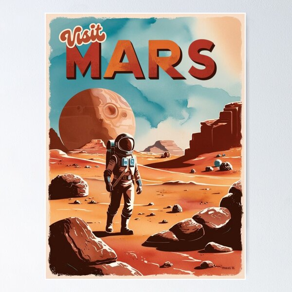 Item preview, Visit Mars - Retro Space Travel Poster designed and sold by Heritage Print Co.