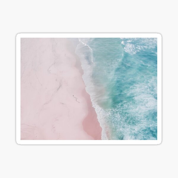 Aerial Ocean Beach walk - Pink Sand - Pastel Beach - Sea - Travel photography Sticker