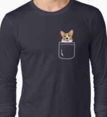 Corgi In Pocket Funny Cute Puppy Big Happy Smile Long Sleeve T-Shirt