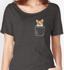 Corgi In Pocket Funny Cute Puppy Big Happy Smile Women's Relaxed Fit T-Shirt