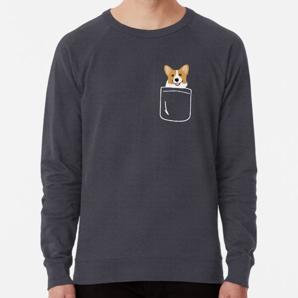 Corgi In Pocket Funny Cute Puppy Big Happy Smile Lightweight Sweatshirt