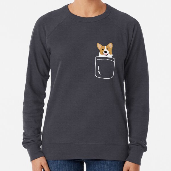 Corgi In Pocket Funny Cute Puppy Big Happy Smile Lightweight Sweatshirt