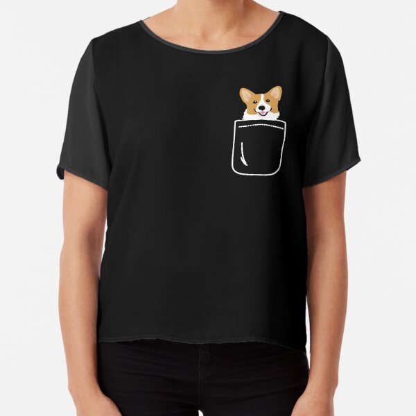 Corgi In Pocket Funny Cute Puppy Big Happy Smile Chiffon Top