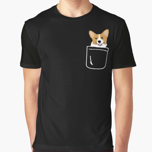 Corgi In Pocket Funny Cute Puppy Big Happy Smile Graphic T-Shirt