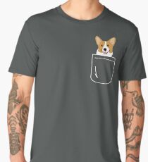 Corgi In Pocket Funny Cute Puppy Big Happy Smile Men's Premium T-Shirt