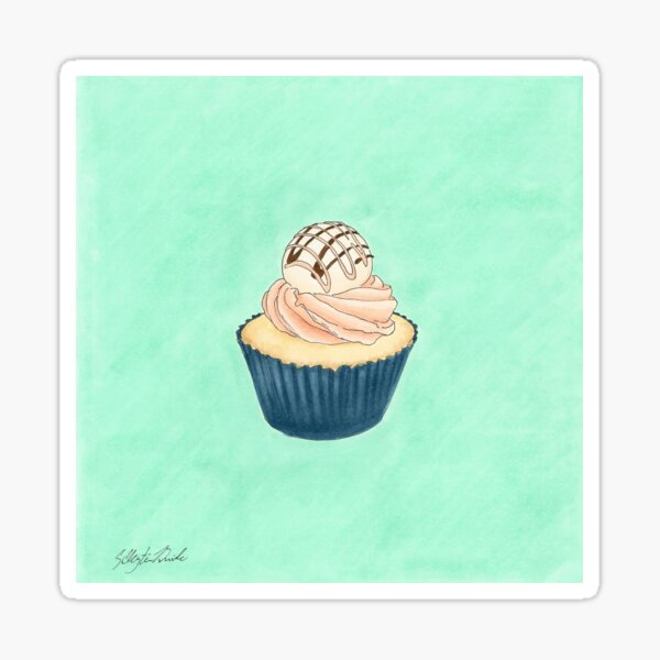 White Chocolate Truffle Cupcake - Teal, Navy, and Peach Sticker