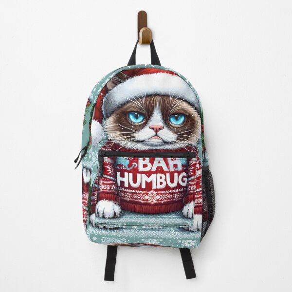 Item preview, Funny Bah Humbug Grumpy Christmas Siamese Cat in Santa Hat Painting  designed and sold by Yogibear & Rachelle .