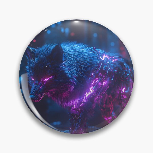 Item preview, Cybernetic Neon Wolf in Futuristic Forest designed and sold by PixelReverb.