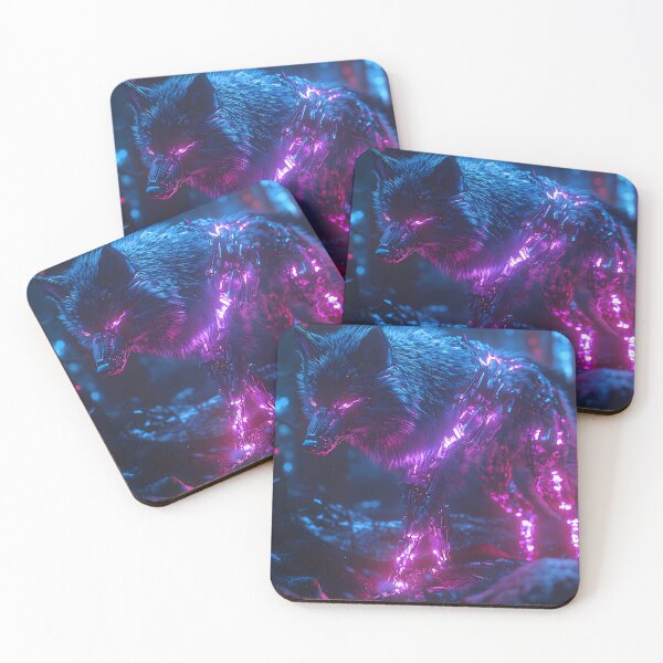 Item preview, Cybernetic Neon Wolf in Futuristic Forest designed and sold by PixelReverb.