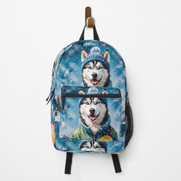 Item preview, Cool Siberian Husky Dog Snowboarder in Ski Hoodie Painting designed and sold by Yogibear & Rachelle .