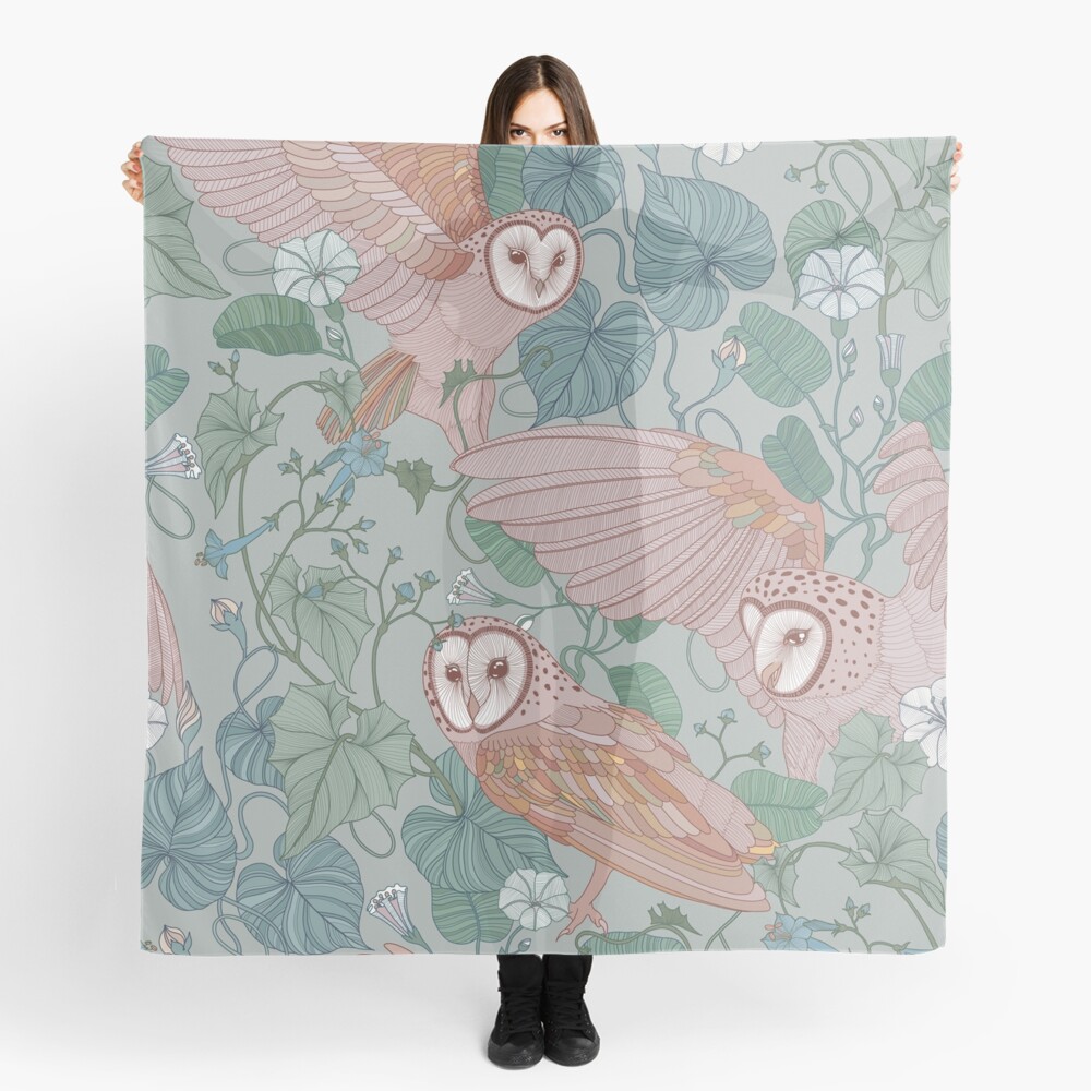 Pink barn owls Scarf