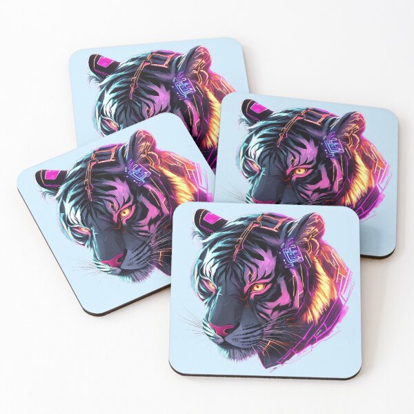 Item preview, Cybernetic Neon Tiger with Glowing Stripes designed and sold by PixelReverb.