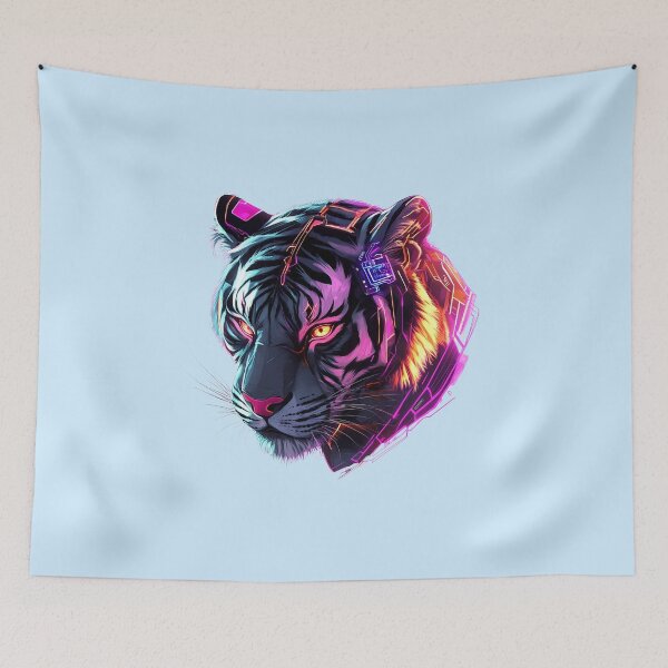 Item preview, Cybernetic Neon Tiger with Glowing Stripes designed and sold by PixelReverb.