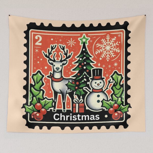 Aperçu de l'œuvre Timbre-poste de Noël créée et vendue par Myra365Art.