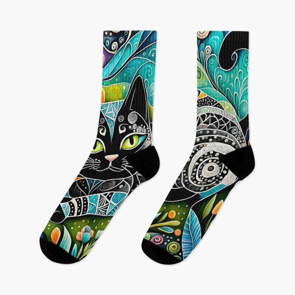 Item preview, Whimsical zentangle Cat in the garden designed and sold by artedamensagem.