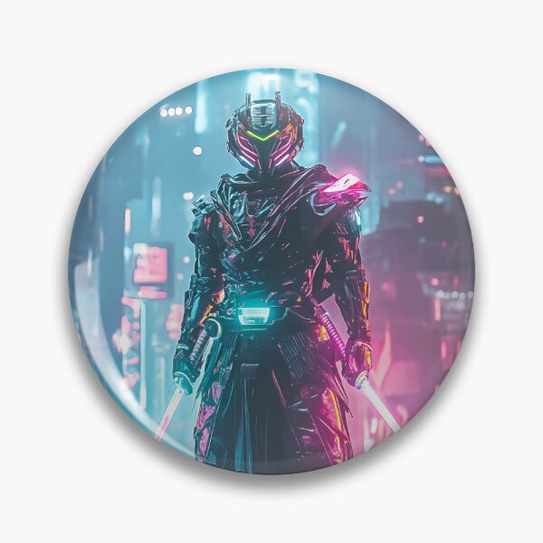 Item preview, Futuristic Neon Samurai with Energy Swords designed and sold by PixelReverb.