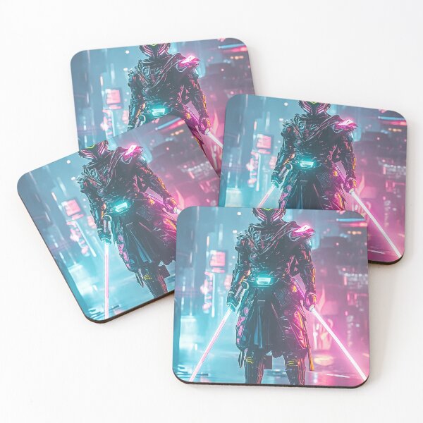 Item preview, Futuristic Neon Samurai with Energy Swords designed and sold by PixelReverb.