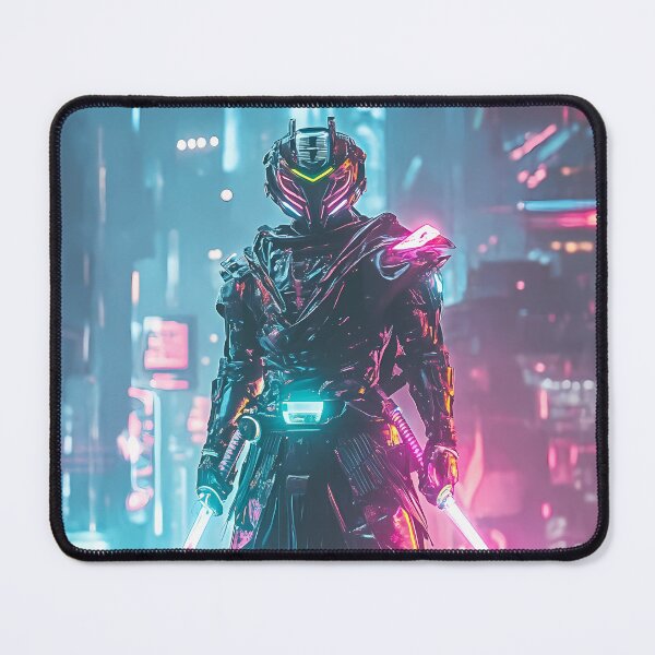 Item preview, Futuristic Neon Samurai with Energy Swords designed and sold by PixelReverb.
