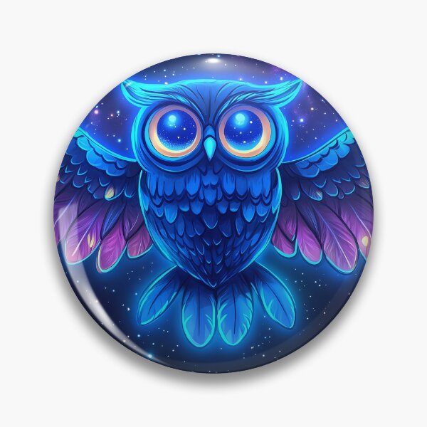 Item preview, Neon Owl with Glowing Wings in Galaxy designed and sold by PixelReverb.