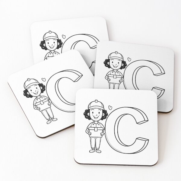 Item preview, Illustration of a Courier Delivering Box Beside Letter C designed and sold by rasagamastore.