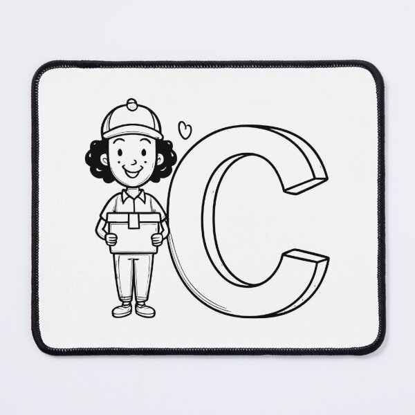 Item preview, Illustration of a Courier Delivering Box Beside Letter C designed and sold by rasagamastore.