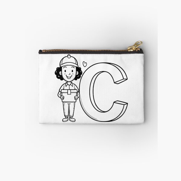Item preview, Illustration of a Courier Delivering Box Beside Letter C designed and sold by rasagamastore.
