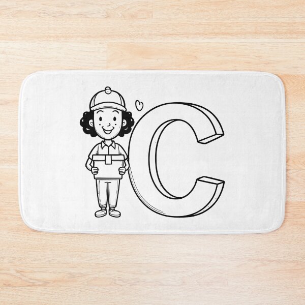 Item preview, Illustration of a Courier Delivering Box Beside Letter C designed and sold by rasagamastore.