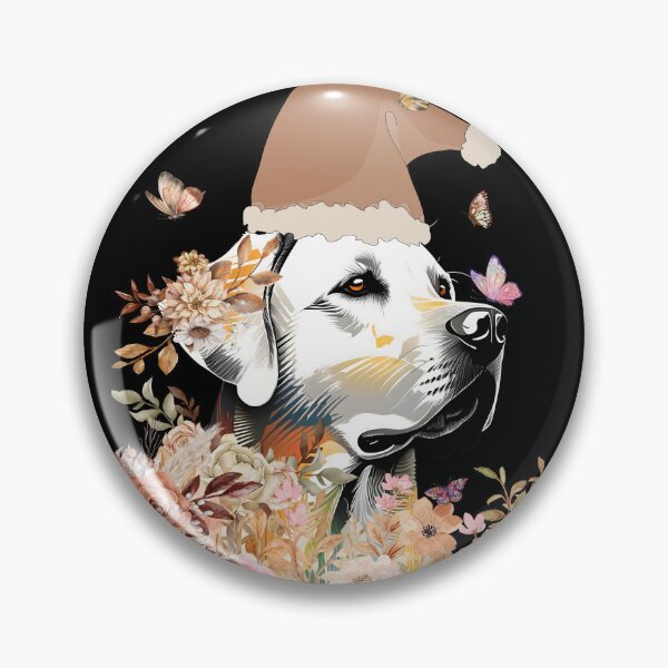 Item preview, A festive golden retriever wearing a Santa hat surrounded by autumnal flowers and butterflies designed and sold by PholPol1959.