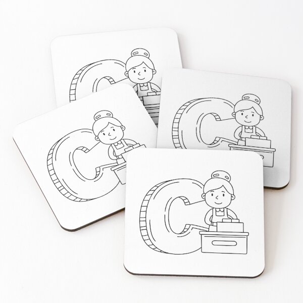 Item preview, Illustration of a Female Cashier Beside Letter C designed and sold by rasagamastore.