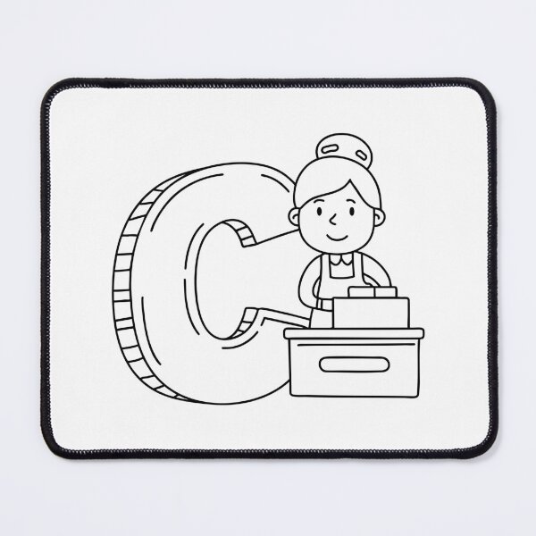 Item preview, Illustration of a Female Cashier Beside Letter C designed and sold by rasagamastore.