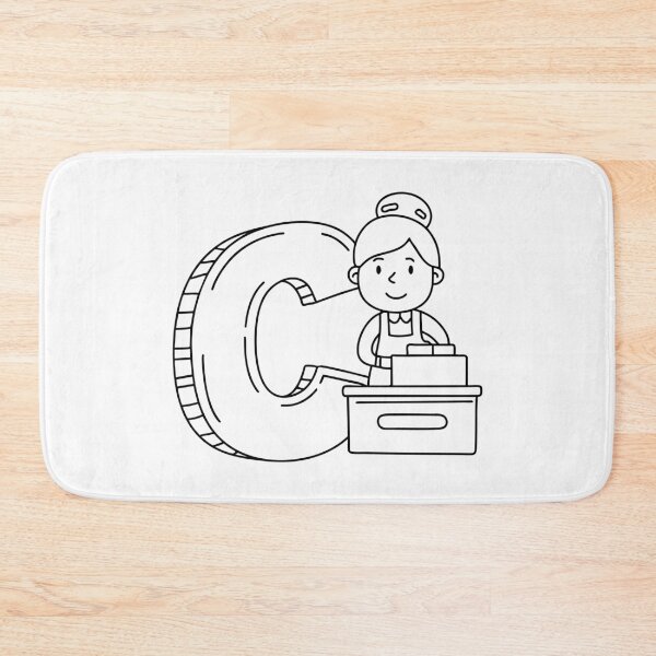 Item preview, Illustration of a Female Cashier Beside Letter C designed and sold by rasagamastore.