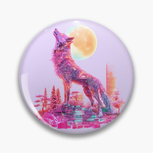 Item preview, Holographic Cyber Wolf Howling at Neon Moon designed and sold by PixelReverb.
