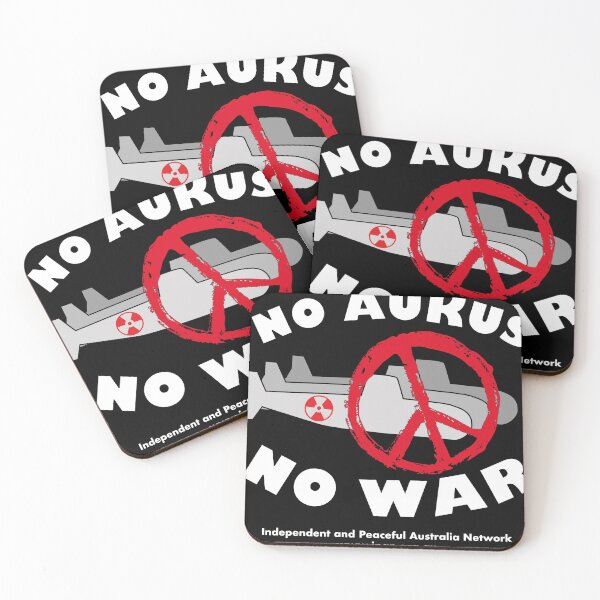 Item preview, No AUKUS no war for dark t-shirts updated 2024 designed and sold by Serendipity Projects.