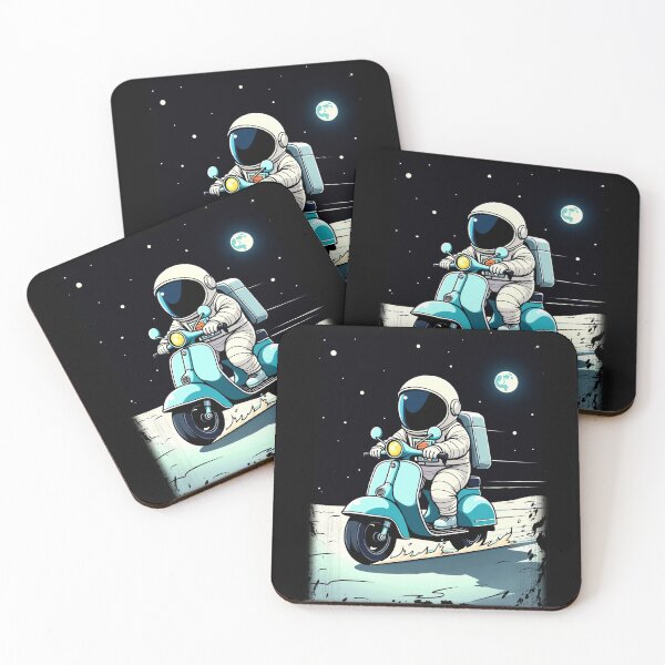 Item preview, LUNAR SCOOTERIST - Fun 2D Cartoon of an Astronaut Riding a Scooter on the Moon designed and sold by Coffee Partee.
