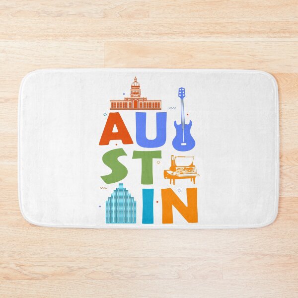 Artikelvorschau, Austin Texas Souvenir Gitarre Musik Stadt Austin entworfen und verkauft von DSWShirts.